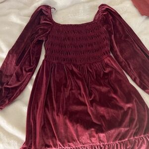LC Lauren Conrad Velvet Burgundy Dress